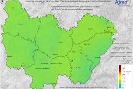 Particules fines PM2,5 2022 - Moyenne annuelle (UE)