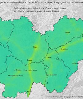 Dioxyde d'azote 2023 - Moyenne annuelle (UE)