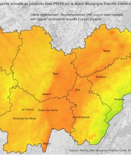 Particules fines PM10 2023 - Moyenne annuelle (OMS)