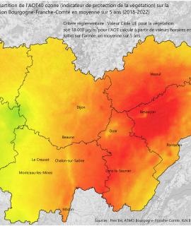 Ozone 2022 - AOT40 (sur 5 ans) (UE)